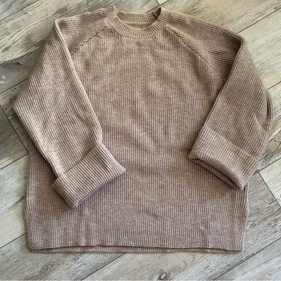 Women's Beige Crew Neck Sweater - Picture 7 of 7